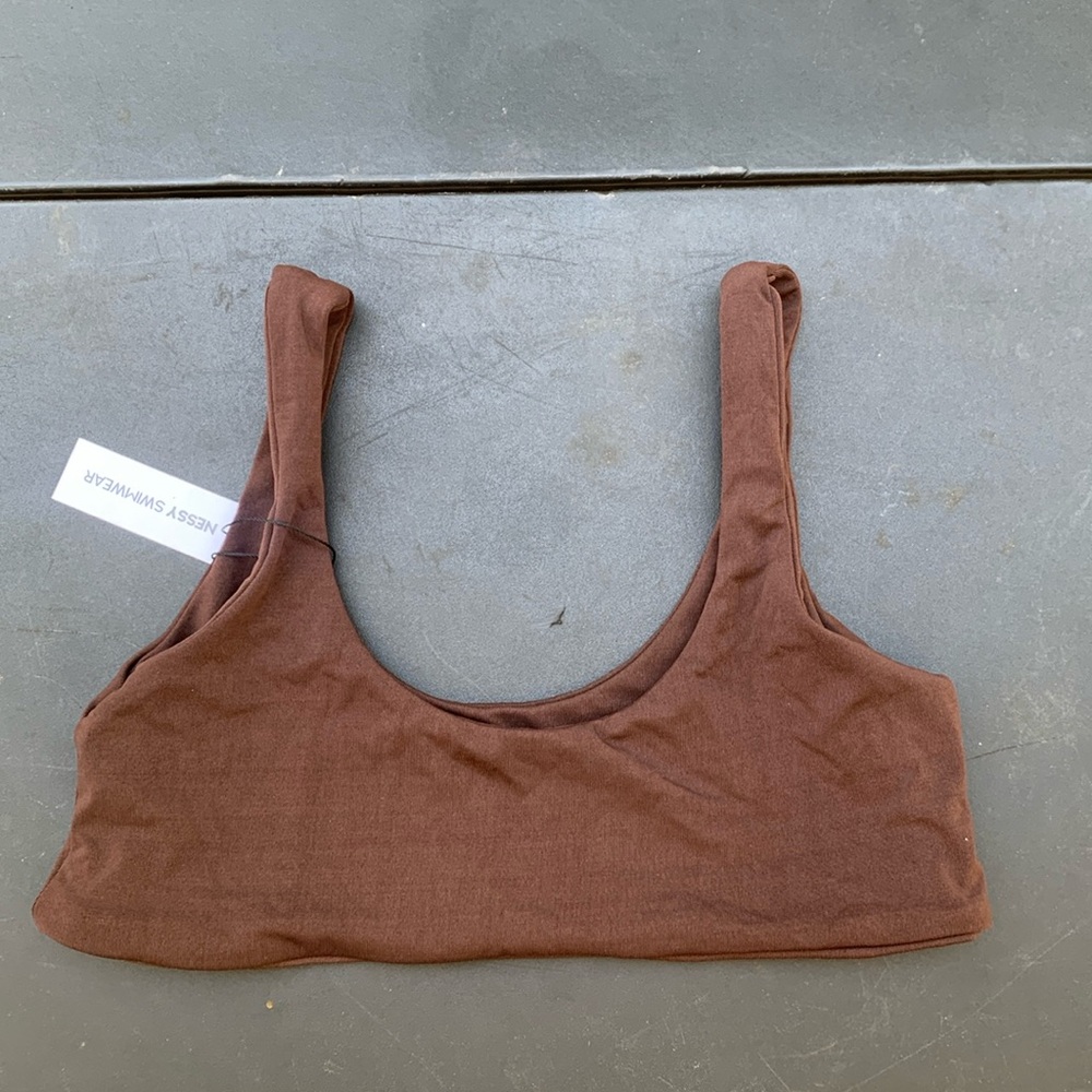 Nessy Swimwear Brown Top Only NWT